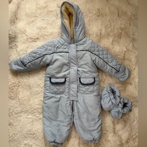 First Impressions Light Gray Kids Puffer Snowsuit